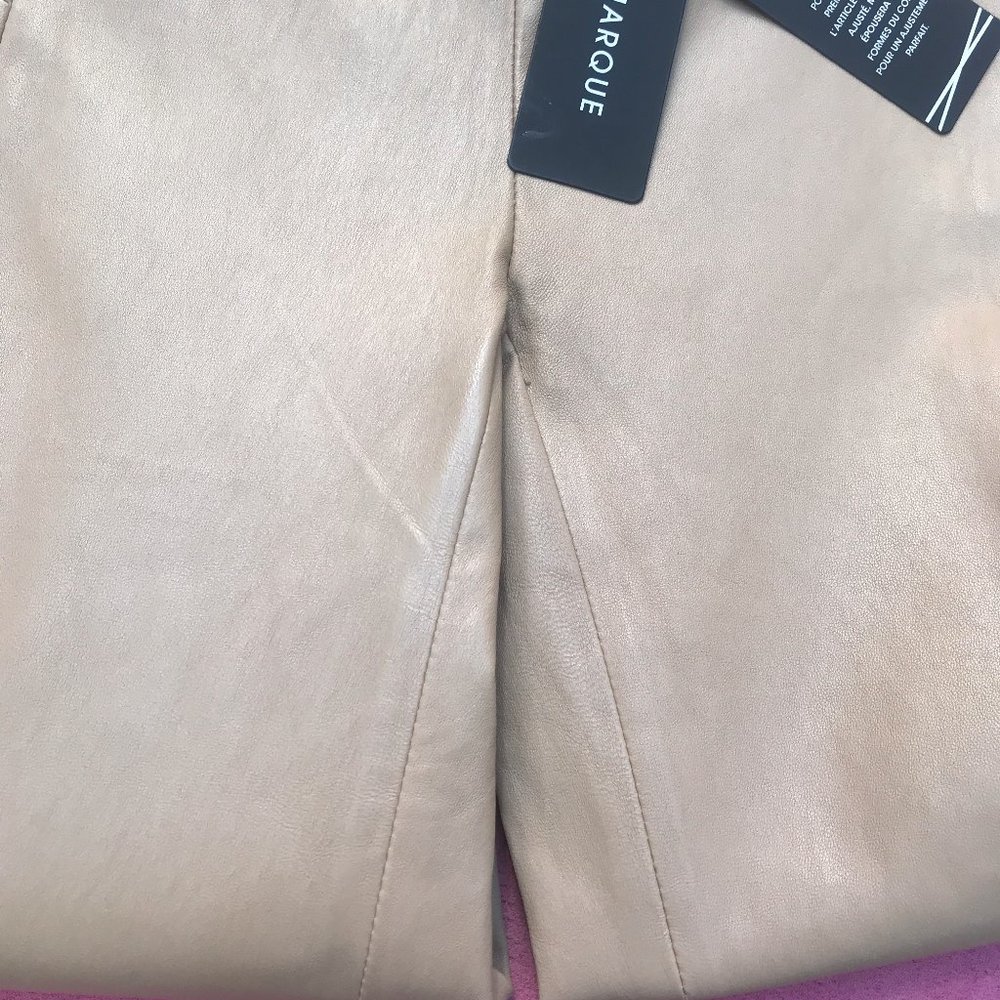 NWT Auc LaMarque Ama Stretchy Leather Skinny Beige Pants - Picture 12 of 14